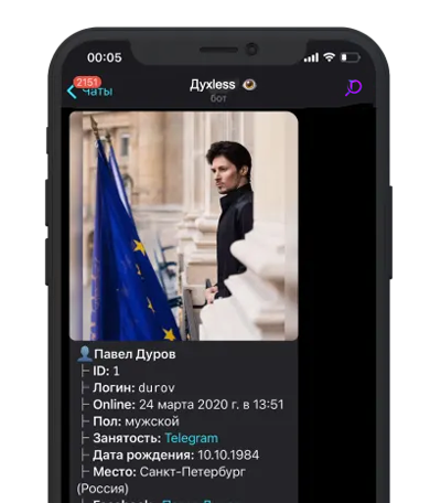 Информация о человеке телеграмм бот — цифровое досье